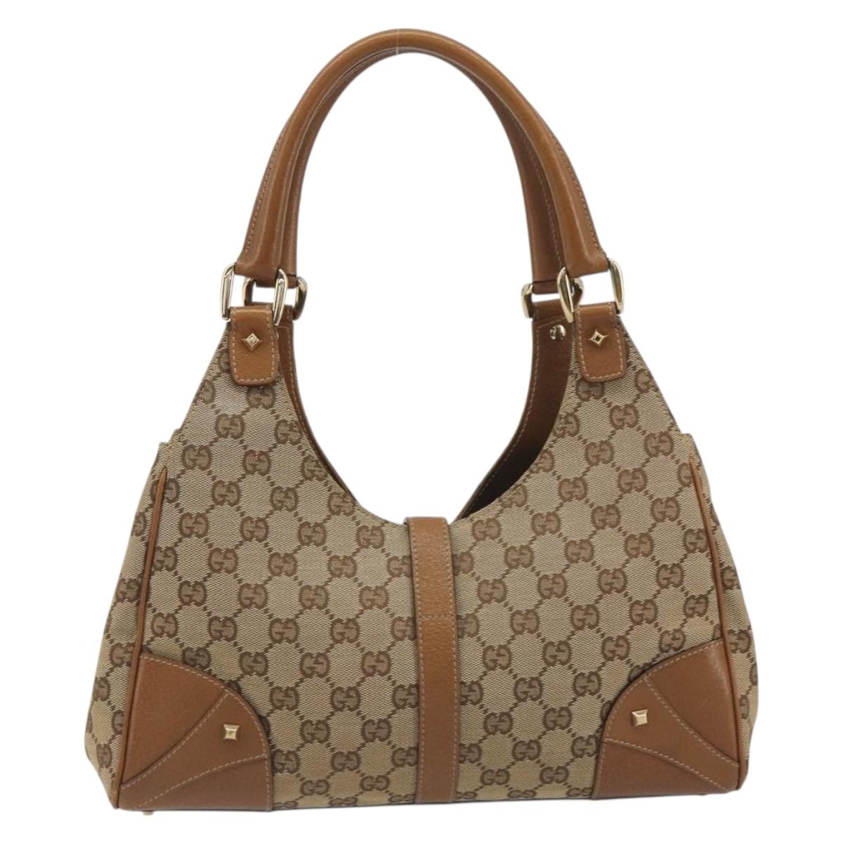 GUCCI GG Canvas Jackie Shoulder Bag Beige Gold 124407 Auth 193087V
