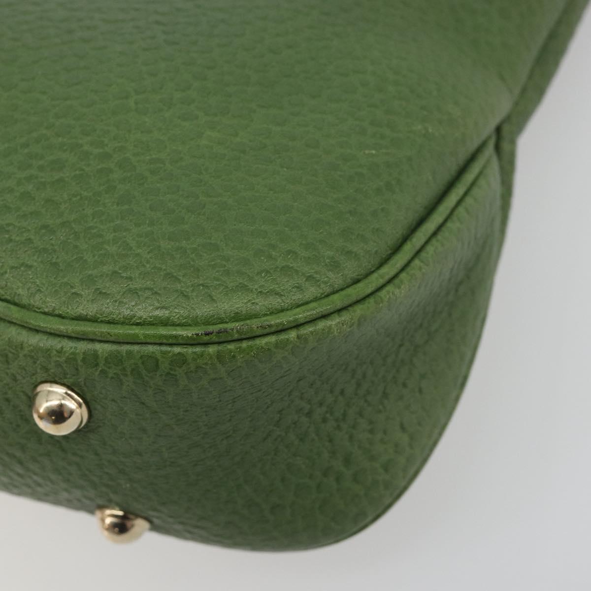 GUCCI Bamboo Shoulder Bag Leather Green Gold 137378 Auth 193088V