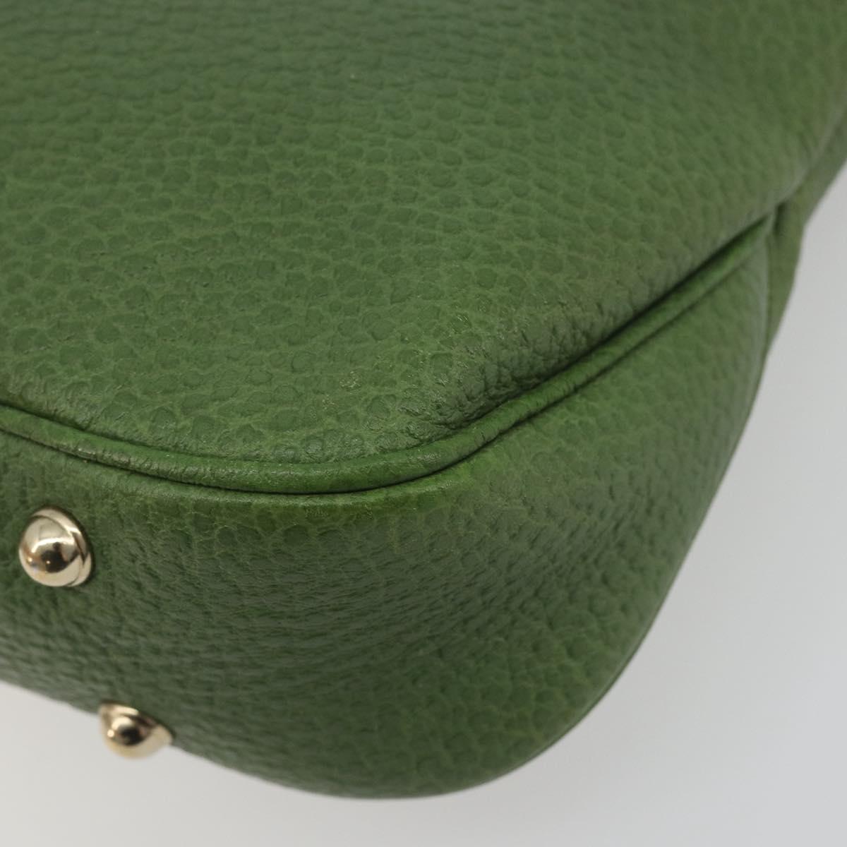 GUCCI Bamboo Shoulder Bag Leather Green Gold 137378 Auth 193088V