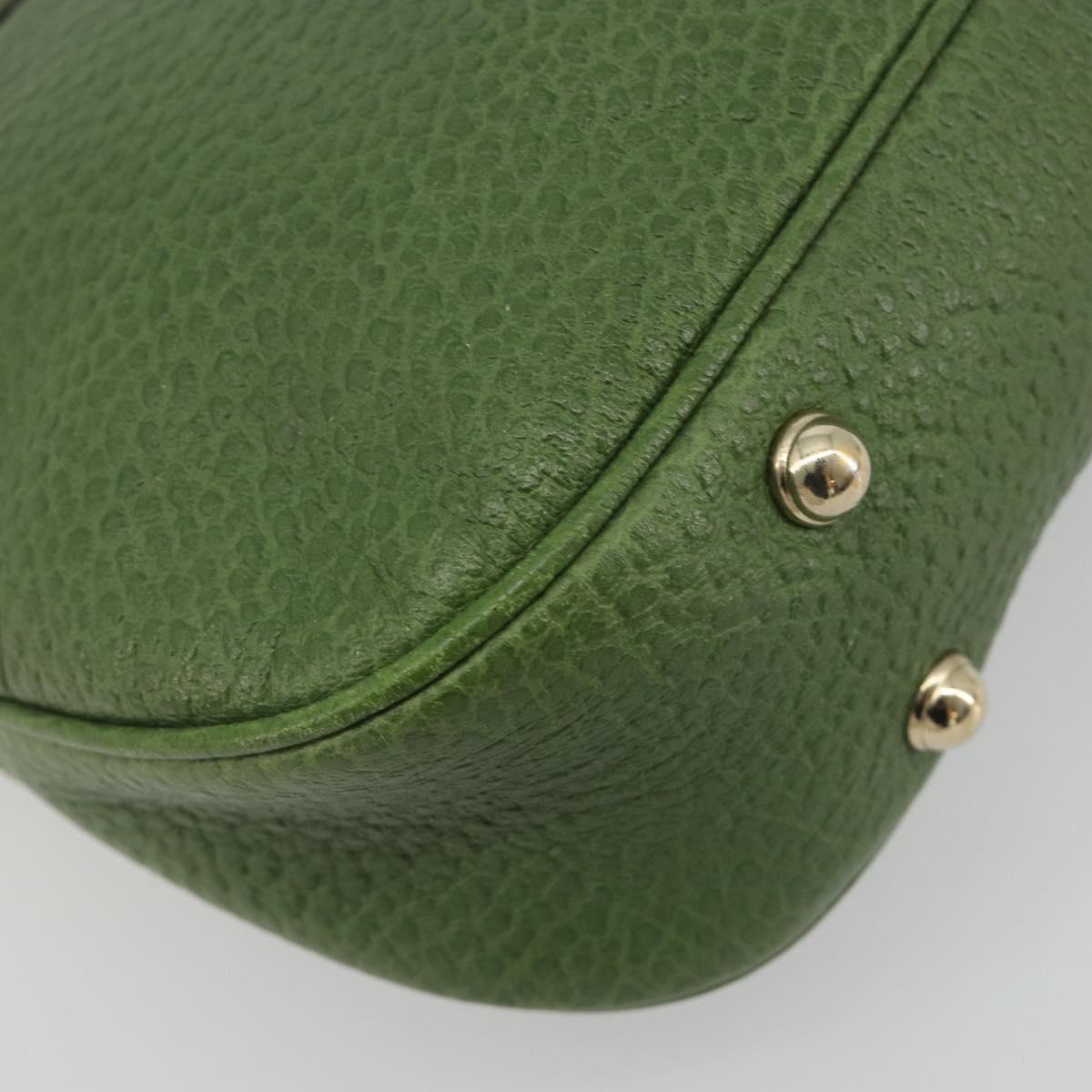 GUCCI Bamboo Shoulder Bag Leather Green Gold 137378 Auth 193088V