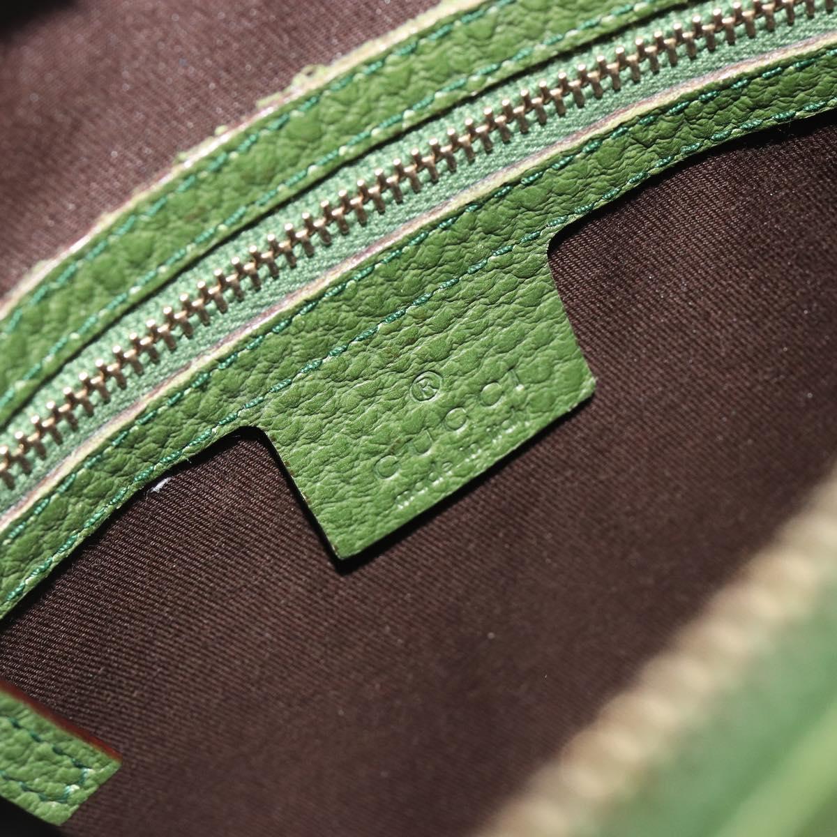 GUCCI Bamboo Shoulder Bag Leather Green Gold 137378 Auth 193088V