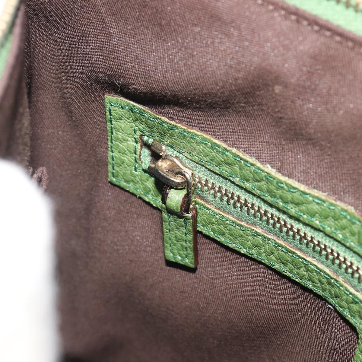 GUCCI Bamboo Shoulder Bag Leather Green Gold 137378 Auth 193088V