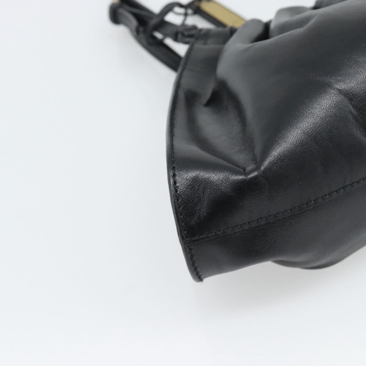 GUCCI Shoulder Bag Leather Black Gold 109156 Auth 193089V
