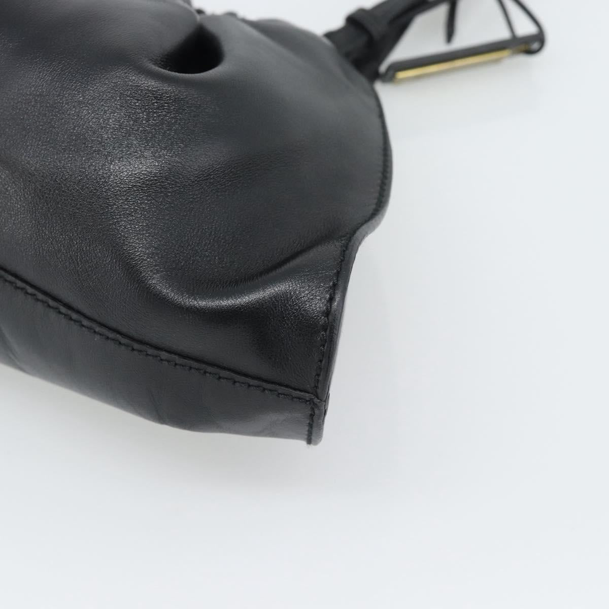 GUCCI Shoulder Bag Leather Black Gold 109156 Auth 193089V