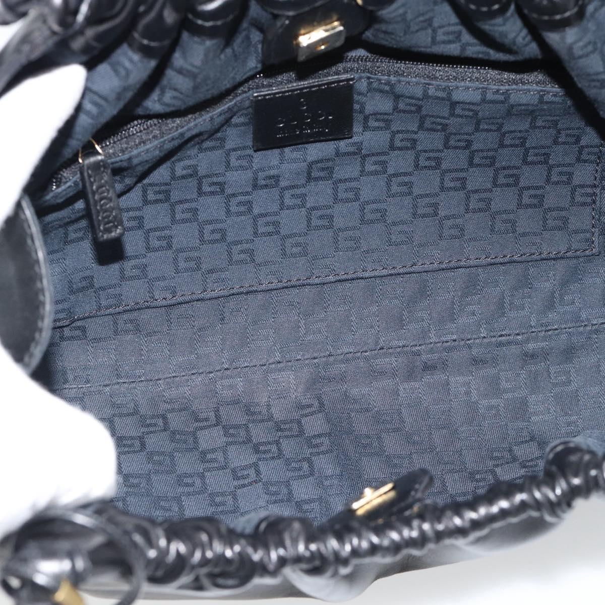 GUCCI Shoulder Bag Leather Black Gold 109156 Auth 193089V