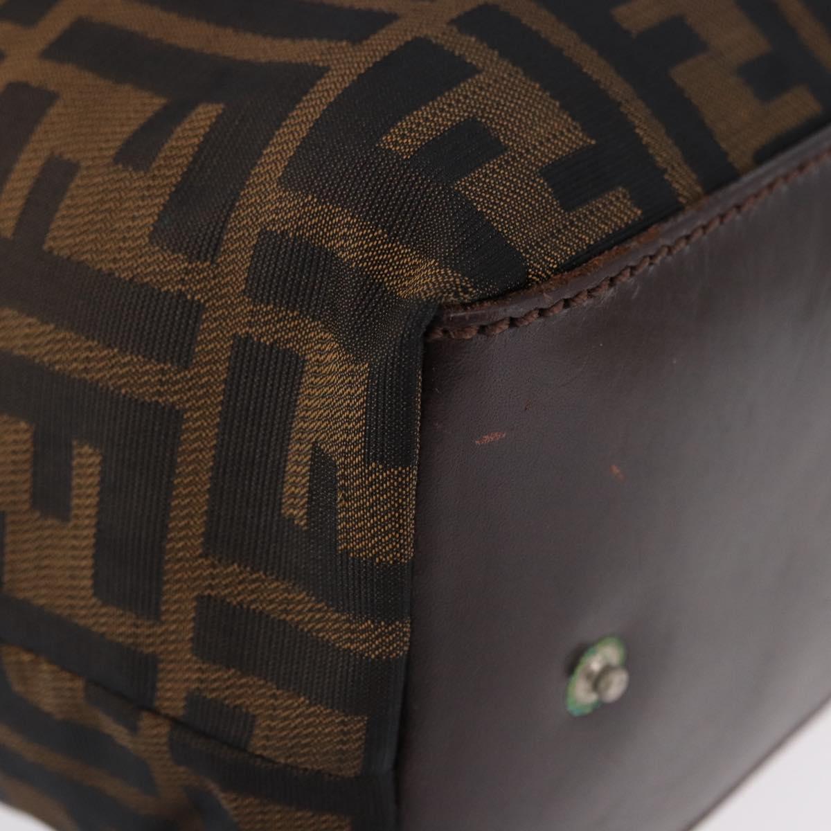 FENDI Zucca Canvas Hand Bag Black Brown Auth 193091