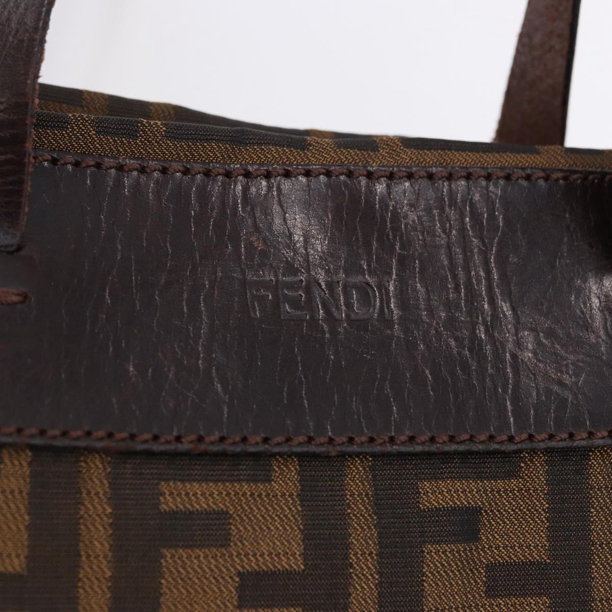 FENDI Zucca Canvas Hand Bag Black Brown Auth 193091