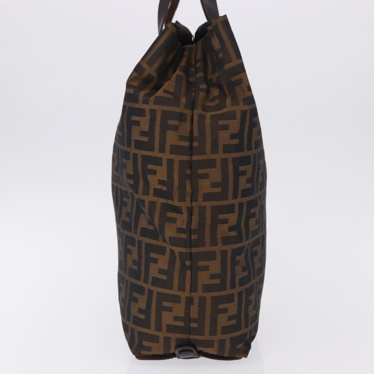 FENDI Zucca Canvas Hand Bag Black Brown Auth 193091