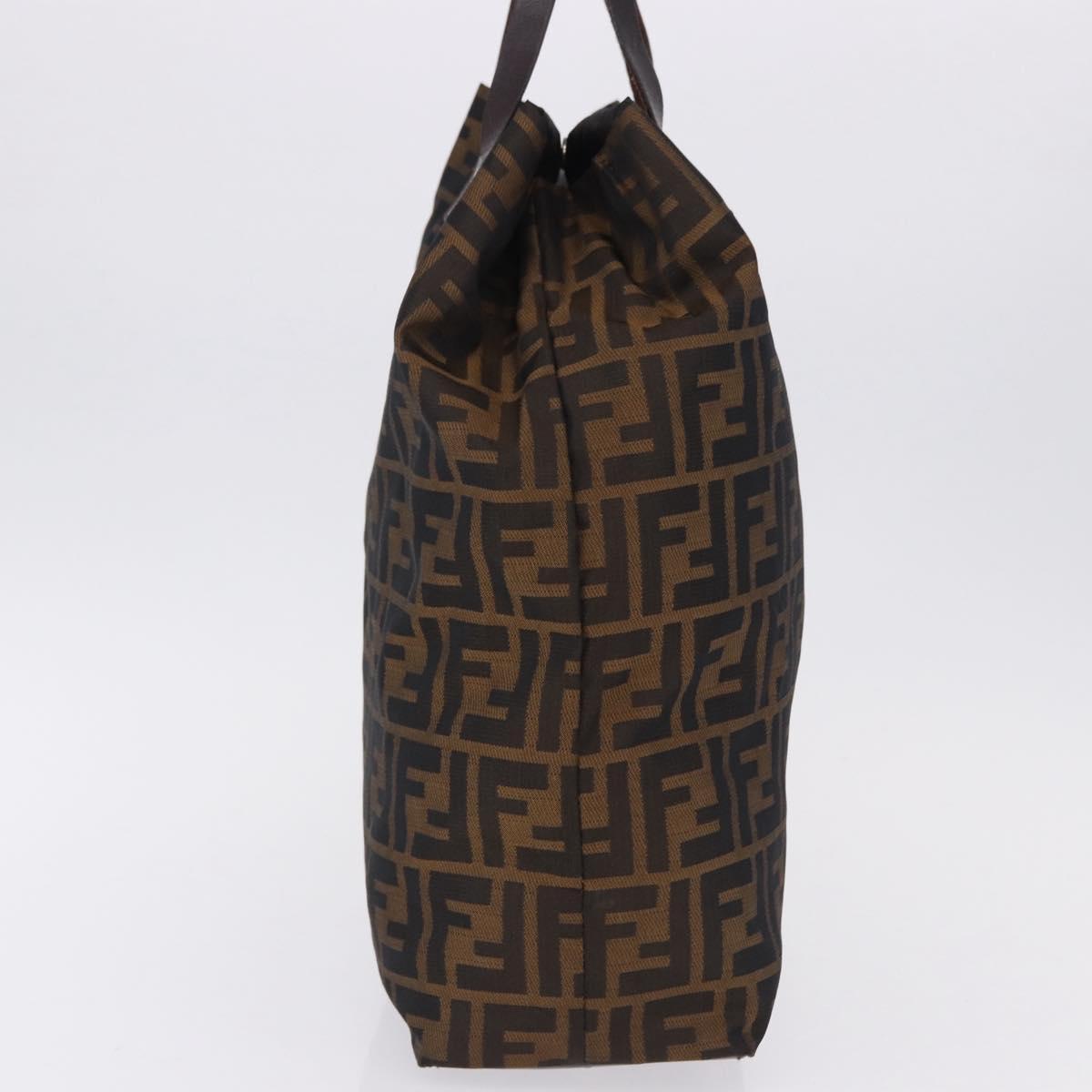 FENDI Zucca Canvas Hand Bag Black Brown Auth 193091