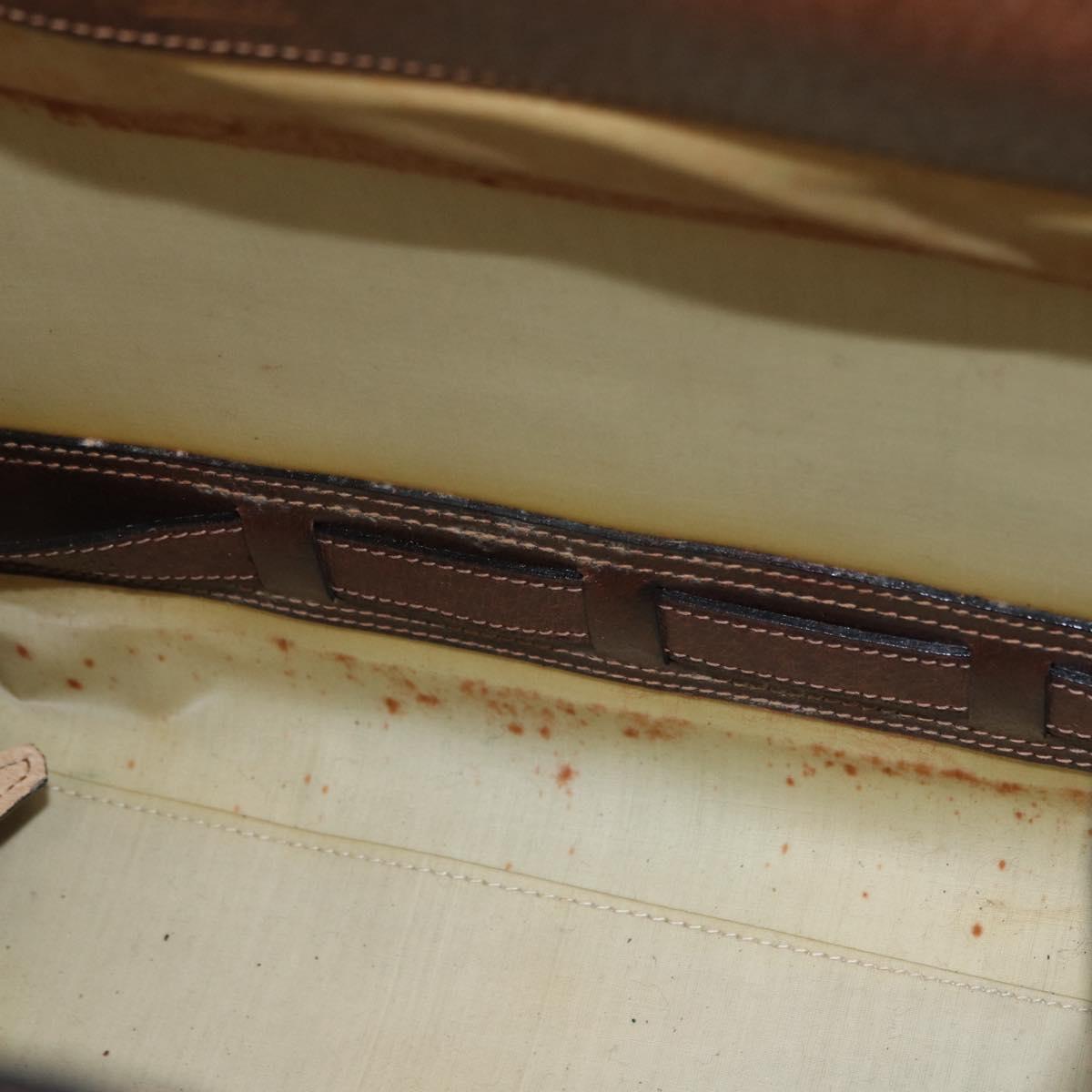 GUCCI Hand Bag Leather Brown Gold Auth 193095