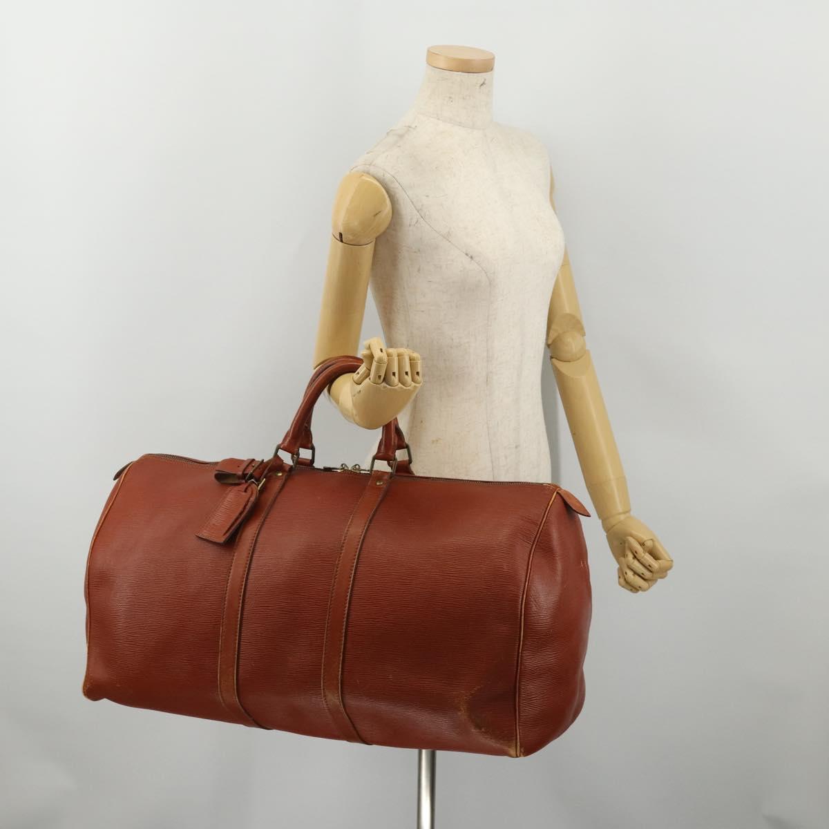 LOUIS VUITTON Epi Keepall 55 Boston Bag Vintage Brown M42958 LV Auth 193099
