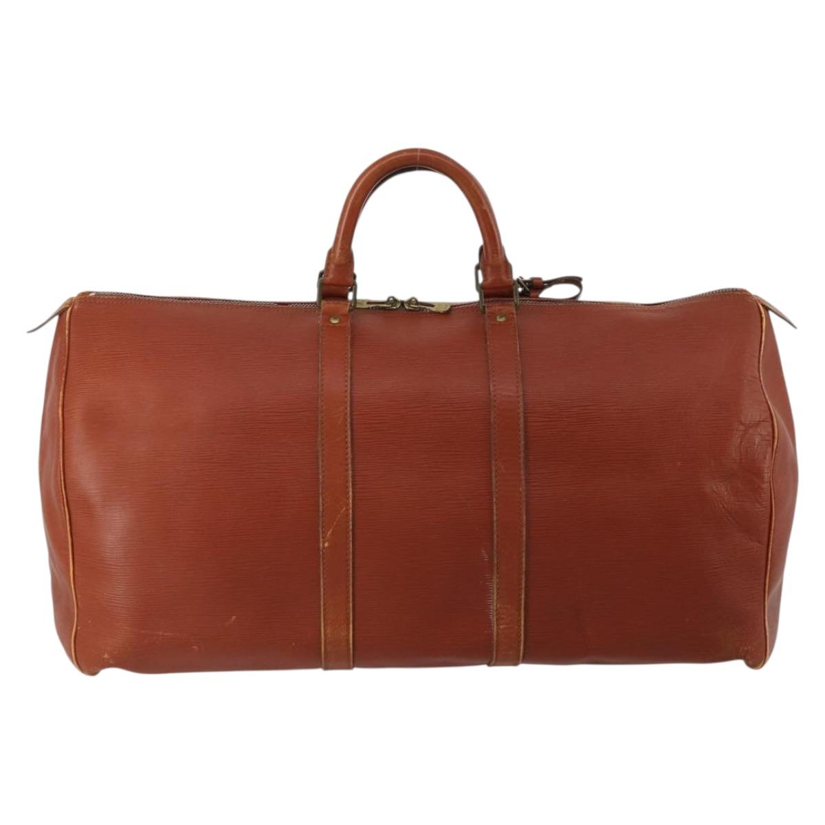 LOUIS VUITTON Epi Keepall 55 Boston Bag Vintage Brown M42958 LV Auth 193099