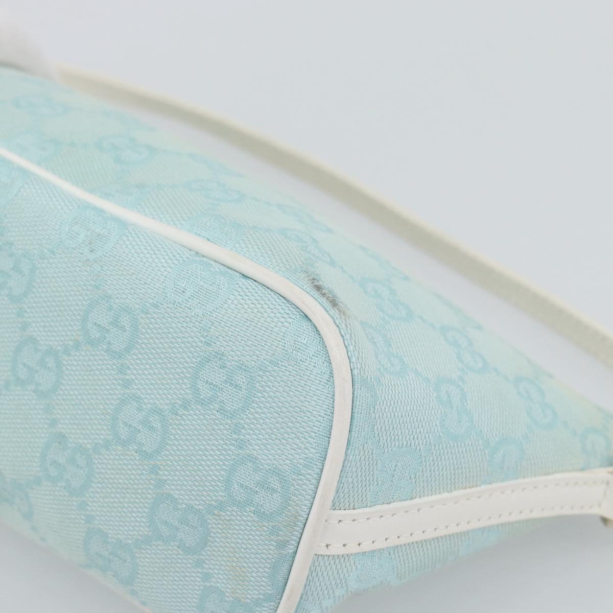 GUCCI GG Canvas Accessory Pouch Light Blue Gold 039 1103 2123 Auth 193100A