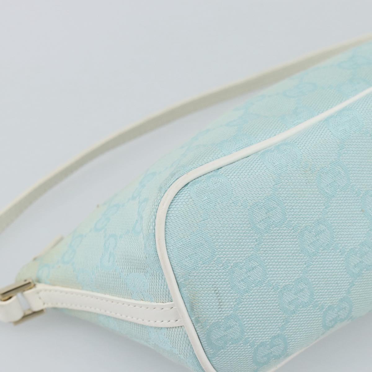 GUCCI GG Canvas Accessory Pouch Light Blue Gold 039 1103 2123 Auth 193100A
