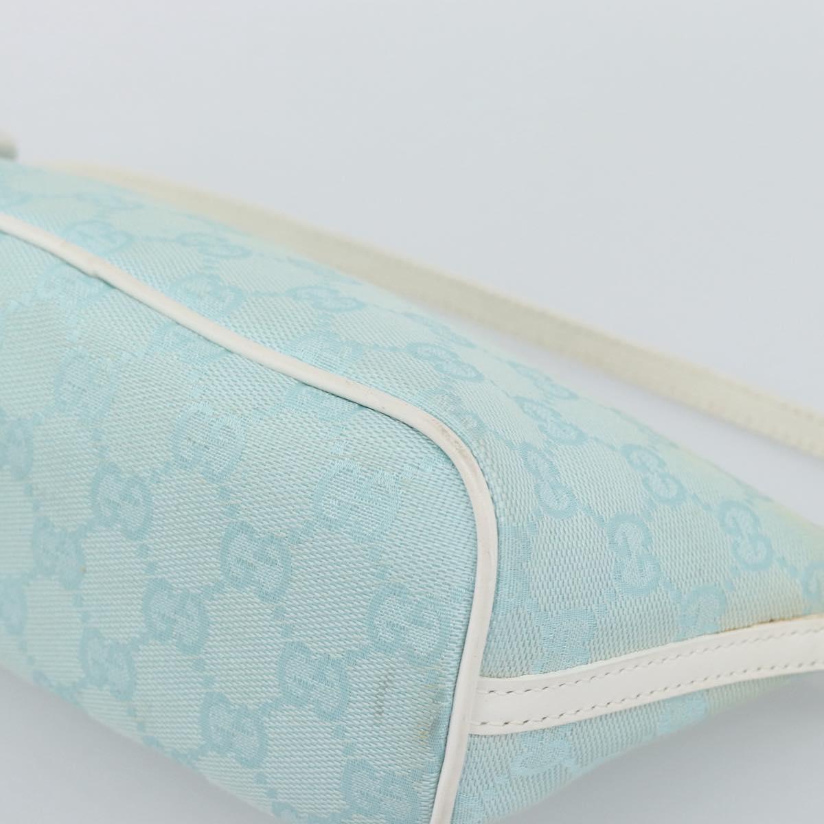 GUCCI GG Canvas Accessory Pouch Light Blue Gold 039 1103 2123 Auth 193100A