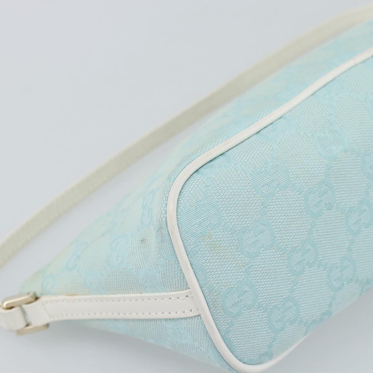 GUCCI GG Canvas Accessory Pouch Light Blue Gold 039 1103 2123 Auth 193100A