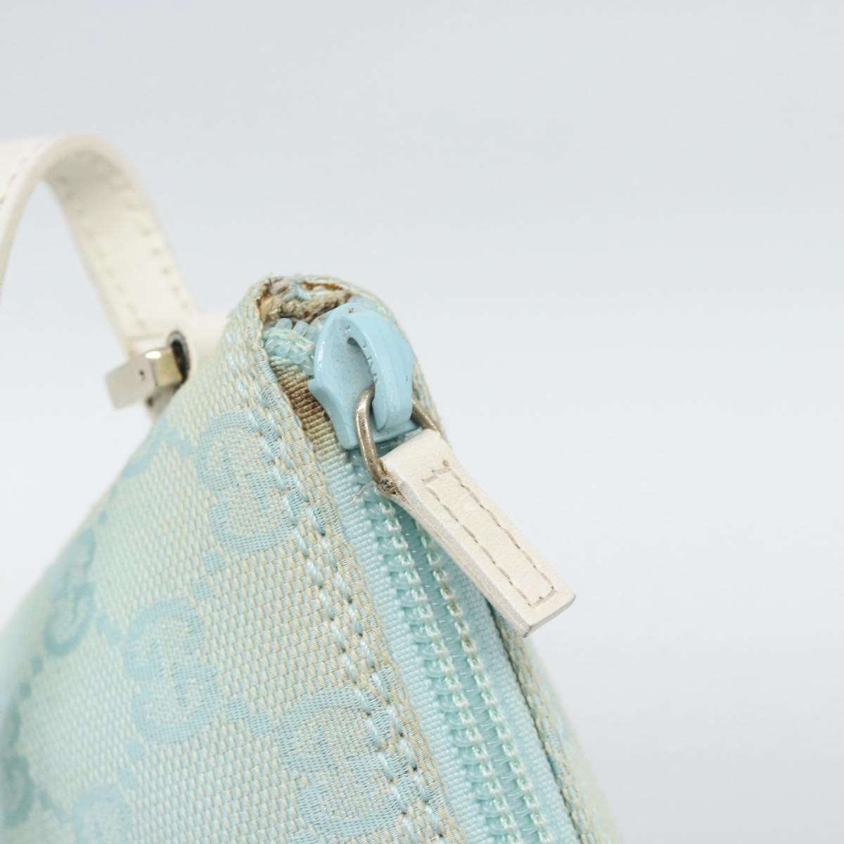 GUCCI GG Canvas Accessory Pouch Light Blue Gold 039 1103 2123 Auth 193100A