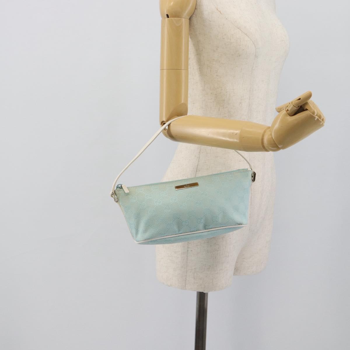 GUCCI GG Canvas Accessory Pouch Light Blue Gold 039 1103 2123 Auth 193100A