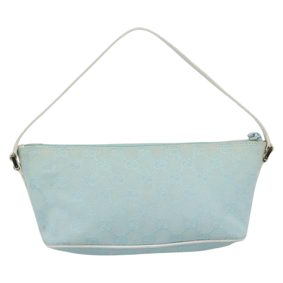GUCCI GG Canvas Accessory Pouch Light Blue Gold 039 1103 2123 Auth 193100A