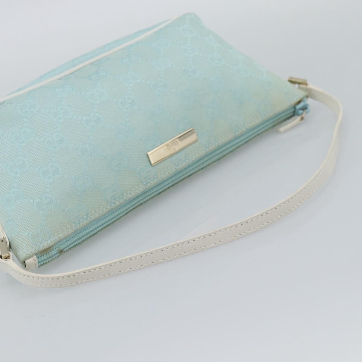 GUCCI GG Canvas Accessory Pouch Light Blue Gold 039 1103 2123 Auth 193100A