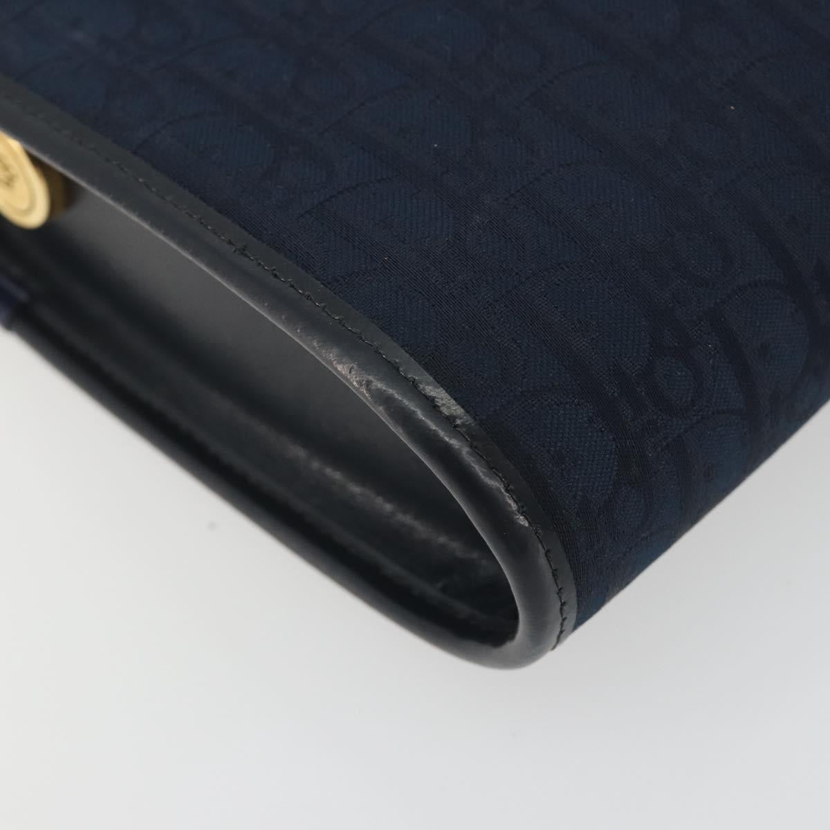Christian Dior Trotter Canvas Shoulder Bag Navy Gold Auth 193101A