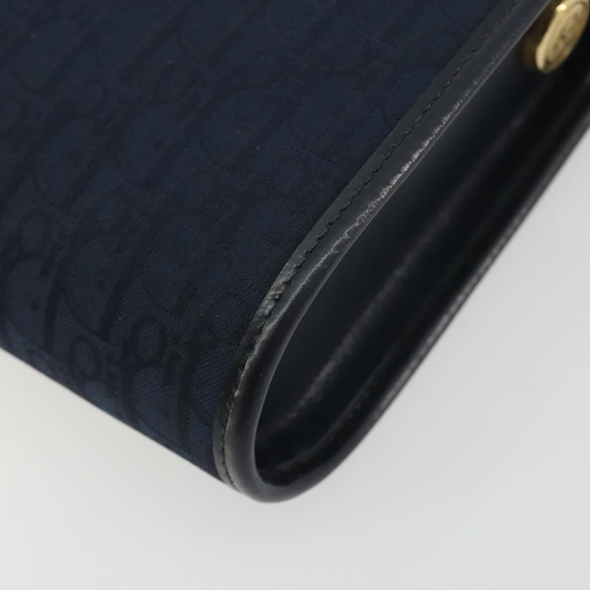 Christian Dior Trotter Canvas Shoulder Bag Navy Gold Auth 193101A