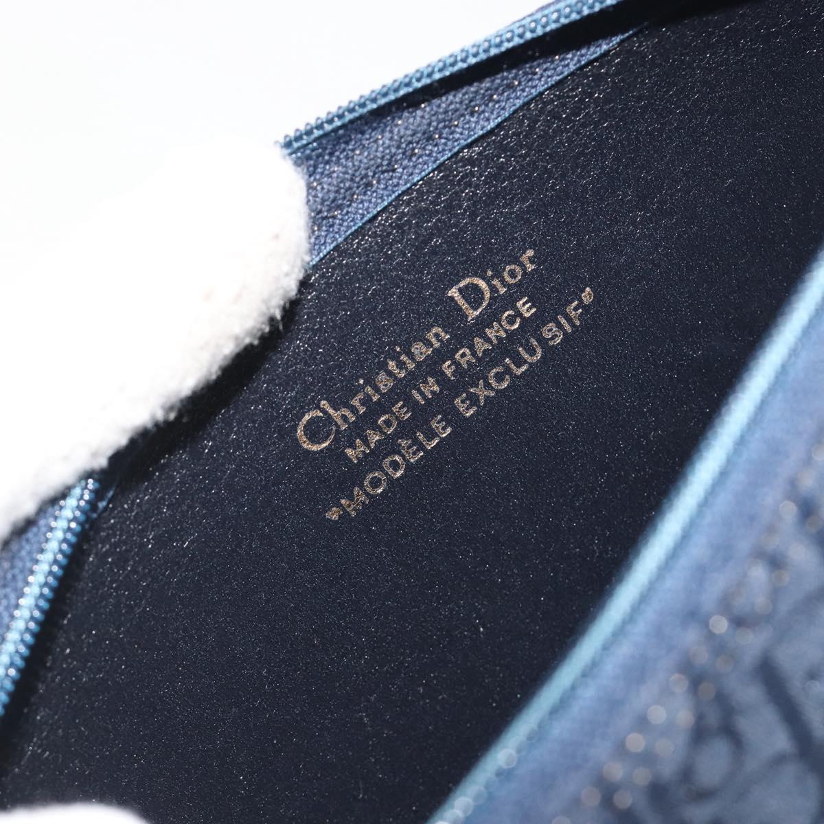 Christian Dior Trotter Canvas Shoulder Bag Navy Gold Auth 193101A