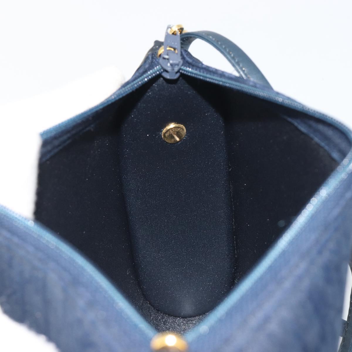 Christian Dior Trotter Canvas Shoulder Bag Navy Gold Auth 193101A