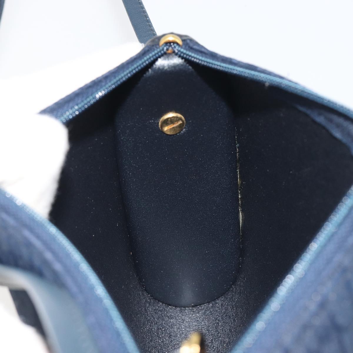 Christian Dior Trotter Canvas Shoulder Bag Navy Gold Auth 193101A