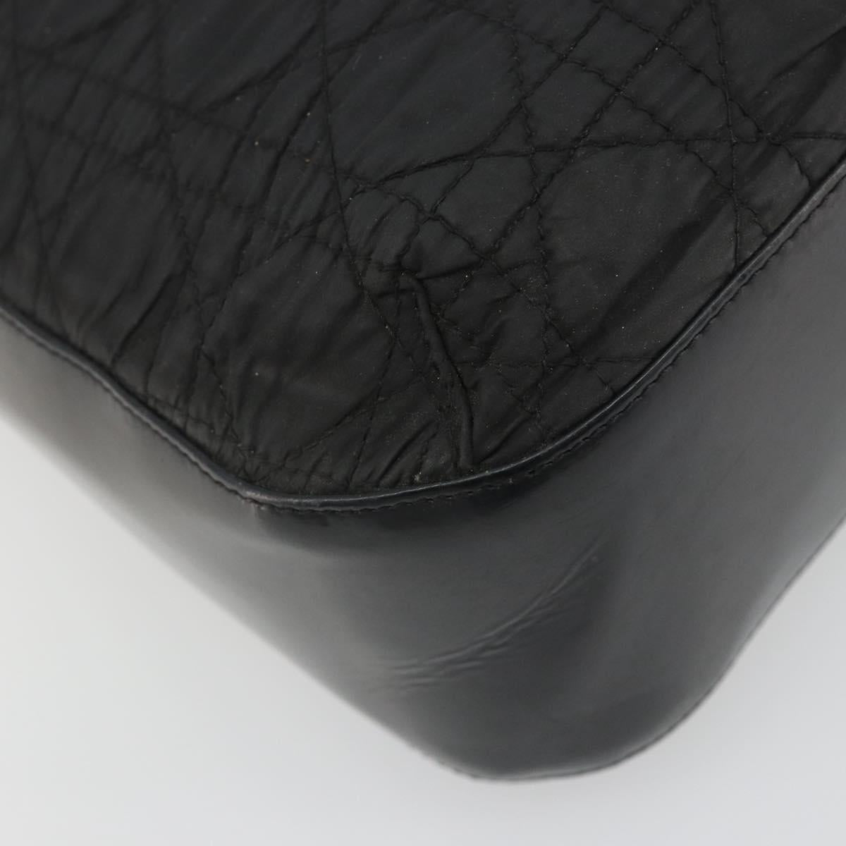 Christian Dior Canage Shoulder Bag Nylon Black Gold Auth 193102