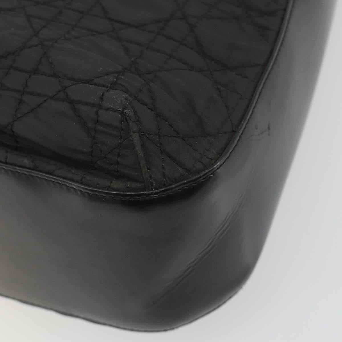 Christian Dior Canage Shoulder Bag Nylon Black Gold Auth 193102