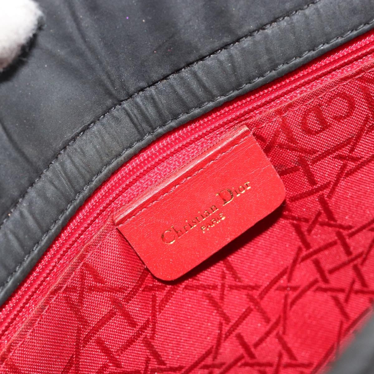Christian Dior Canage Shoulder Bag Nylon Black Gold Auth 193102