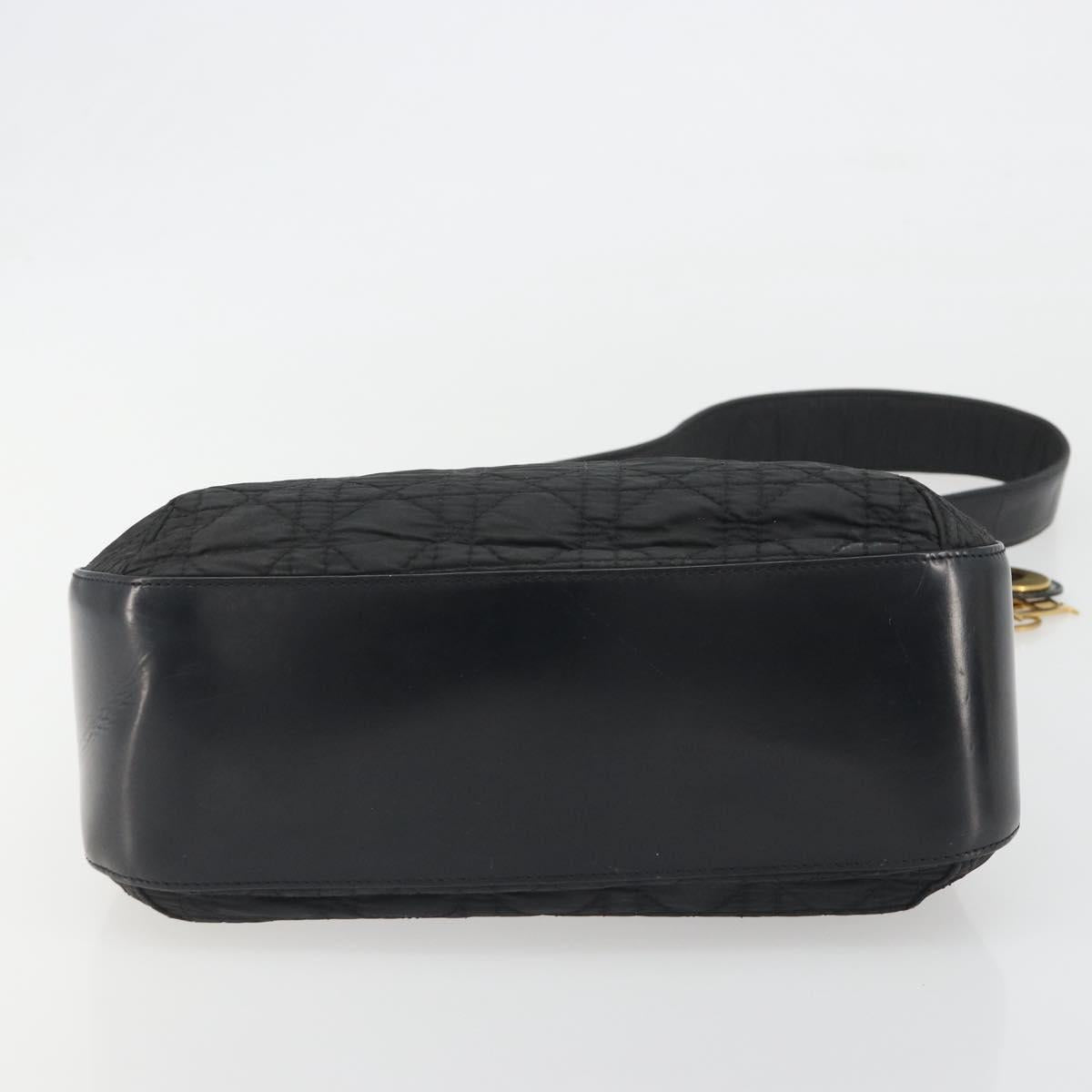 Christian Dior Canage Shoulder Bag Nylon Black Gold Auth 193102