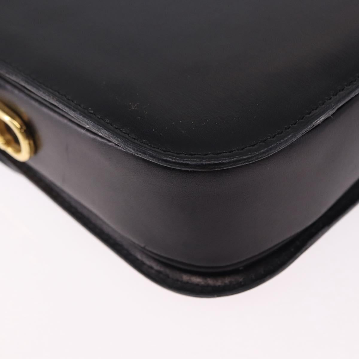 CELINE Shoulder Bag Leather Black Gold Auth 193103