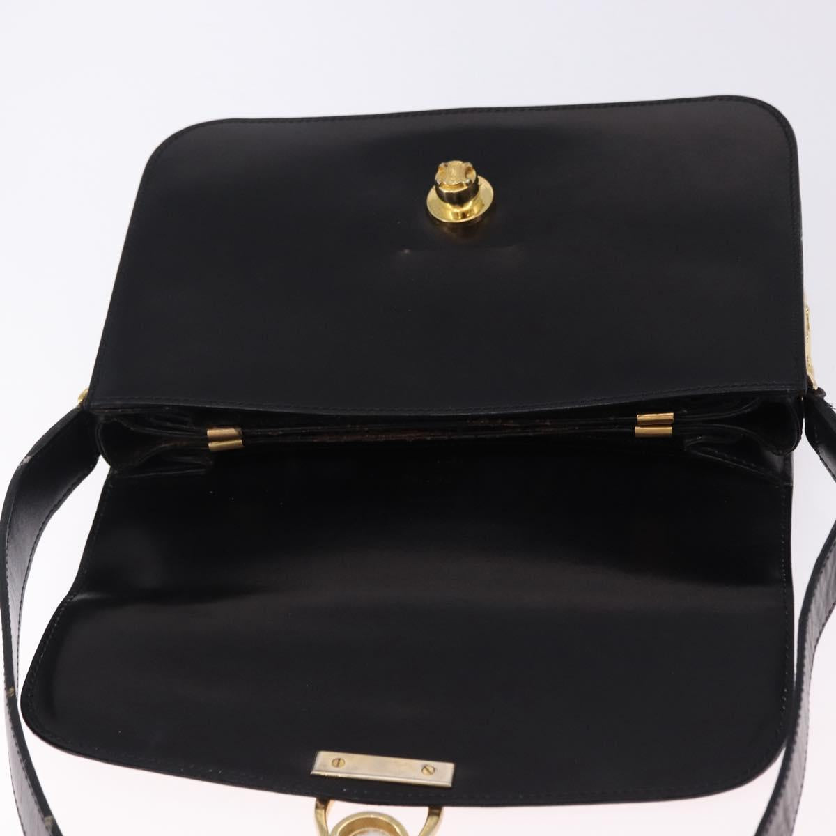 CELINE Shoulder Bag Leather Black Gold Auth 193103