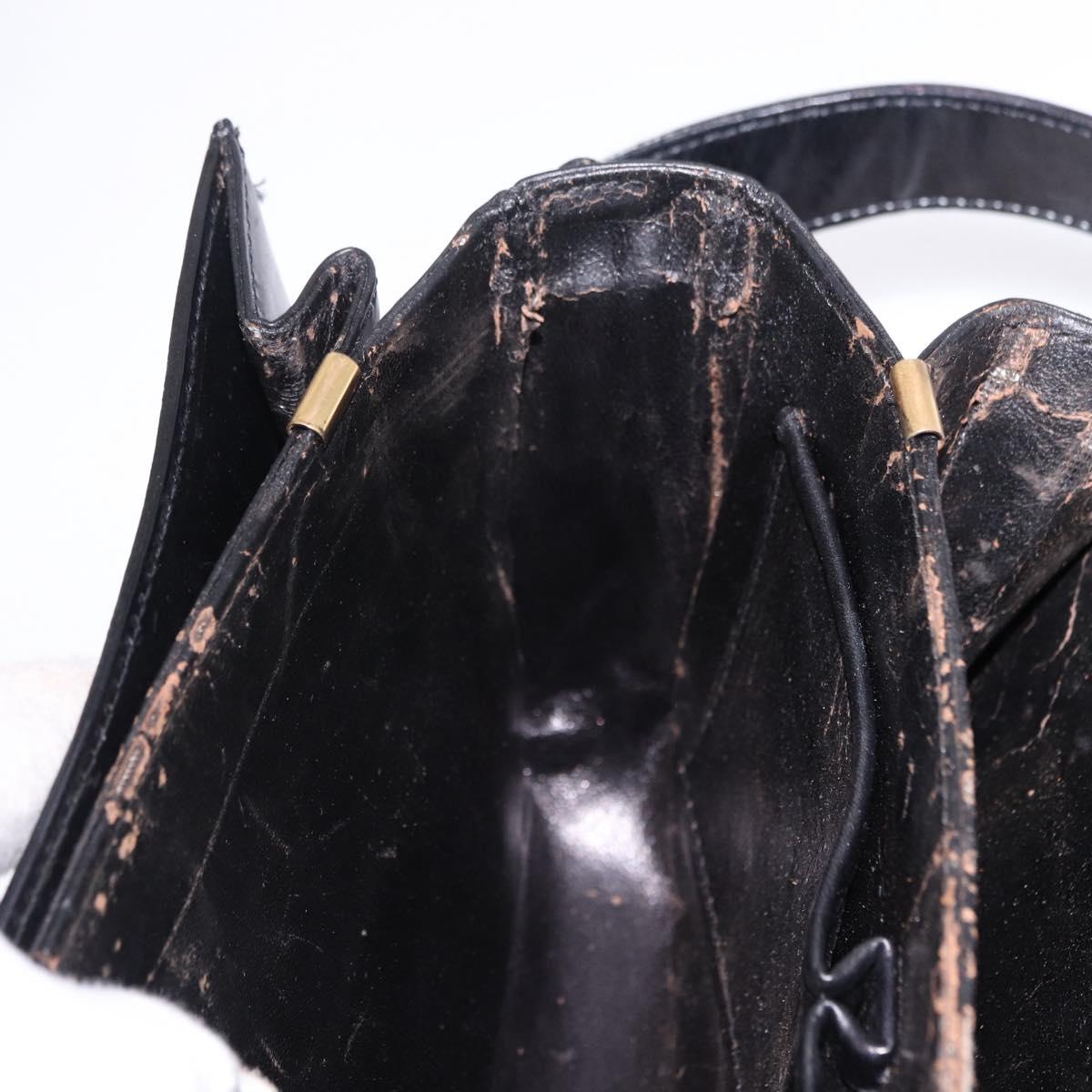 CELINE Shoulder Bag Leather Black Gold Auth 193103