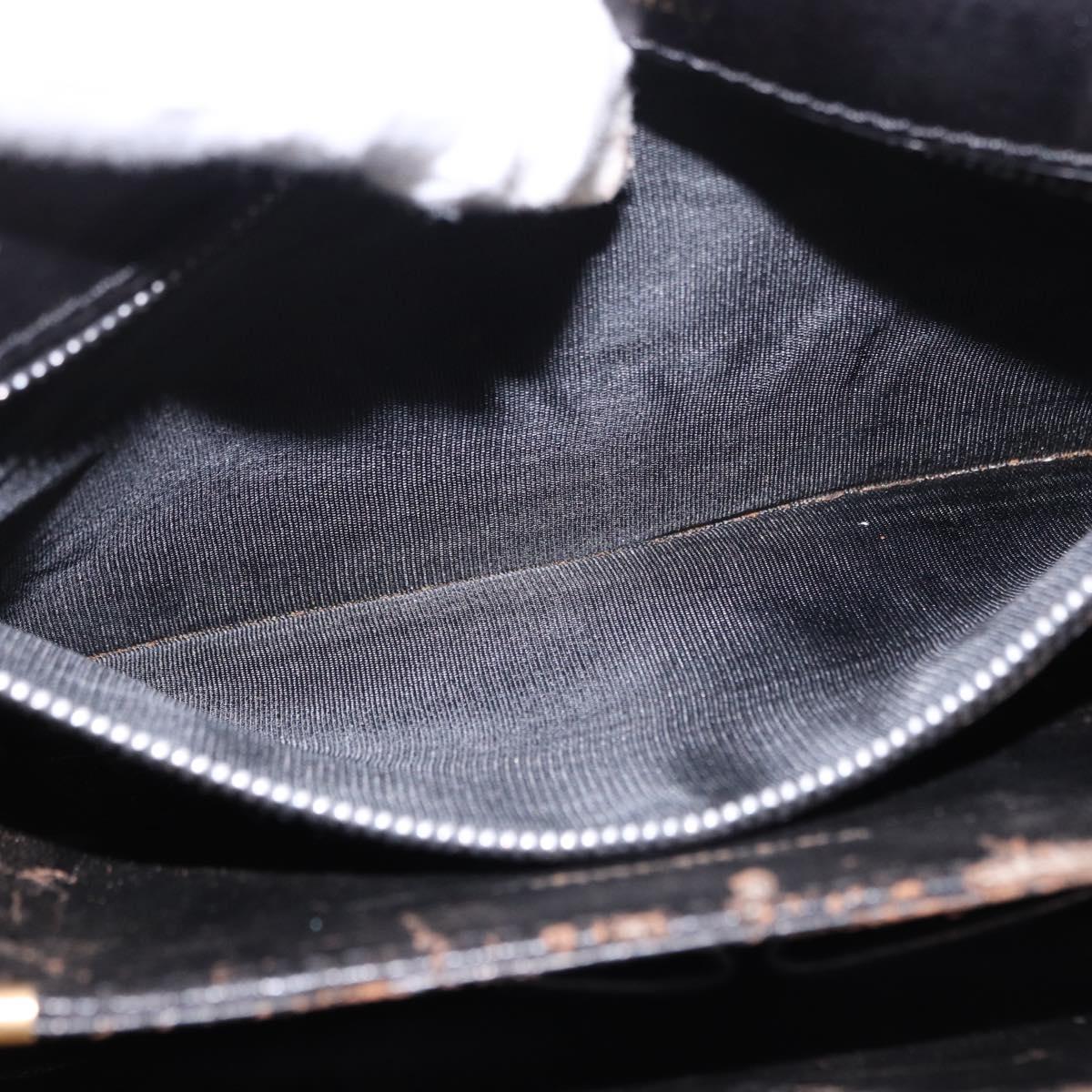 CELINE Shoulder Bag Leather Black Gold Auth 193103