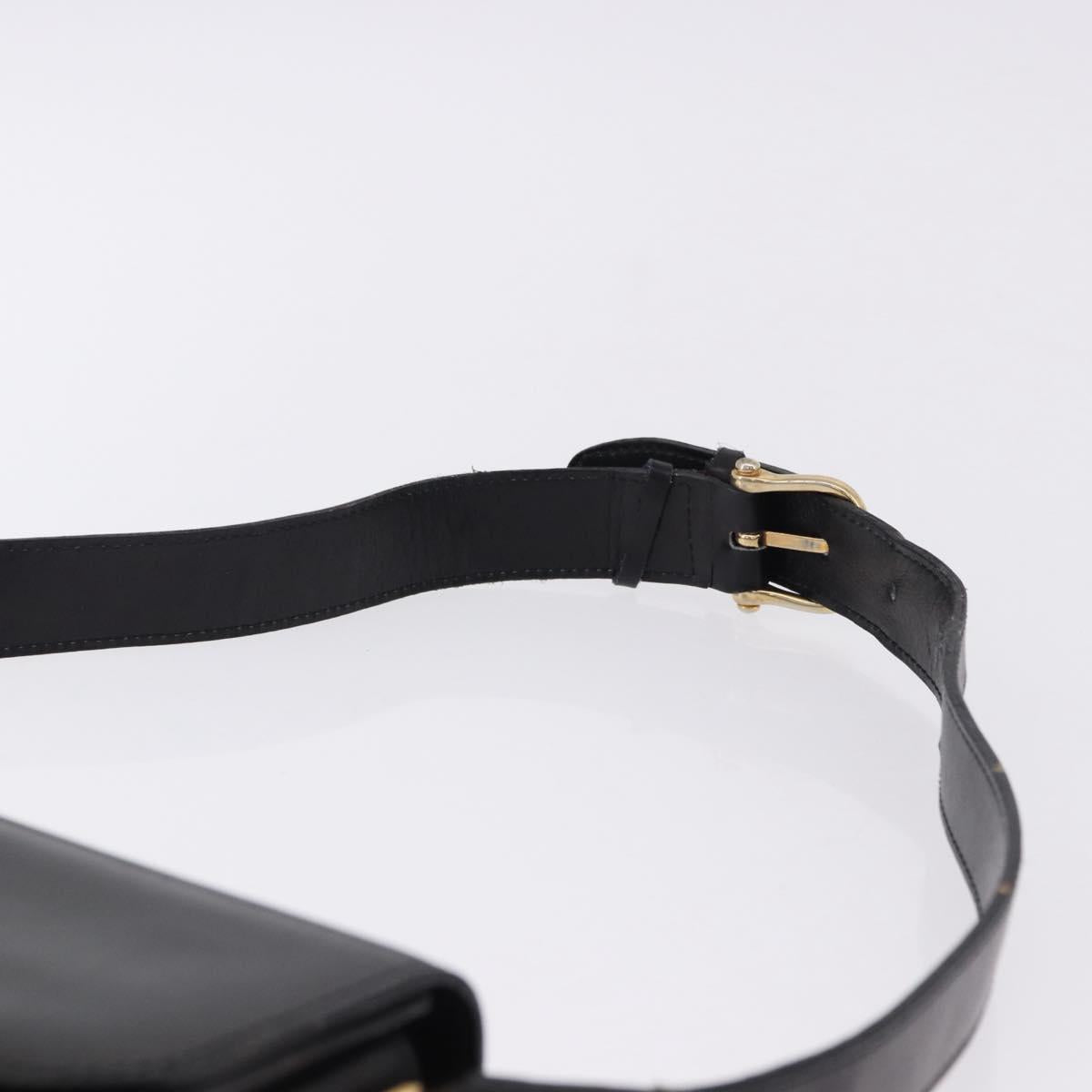 CELINE Shoulder Bag Leather Black Gold Auth 193103