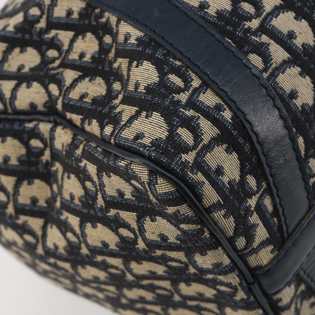 Christian Dior Trotter Canvas Boston Bag Navy Silver Auth 193104
