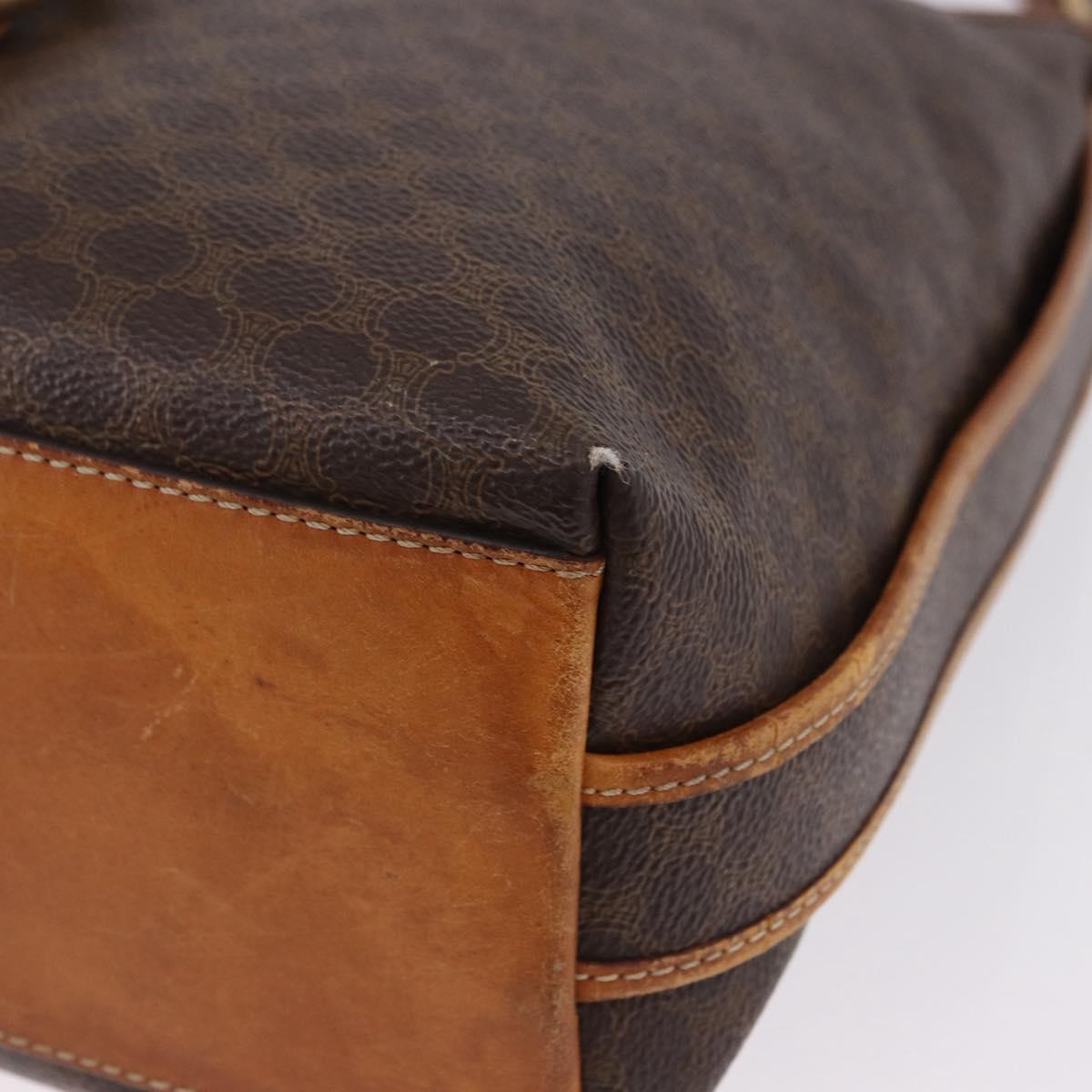 CELINE Macadam Canvas Shoulder Bag PVC Leather Brown Gold Auth 193107