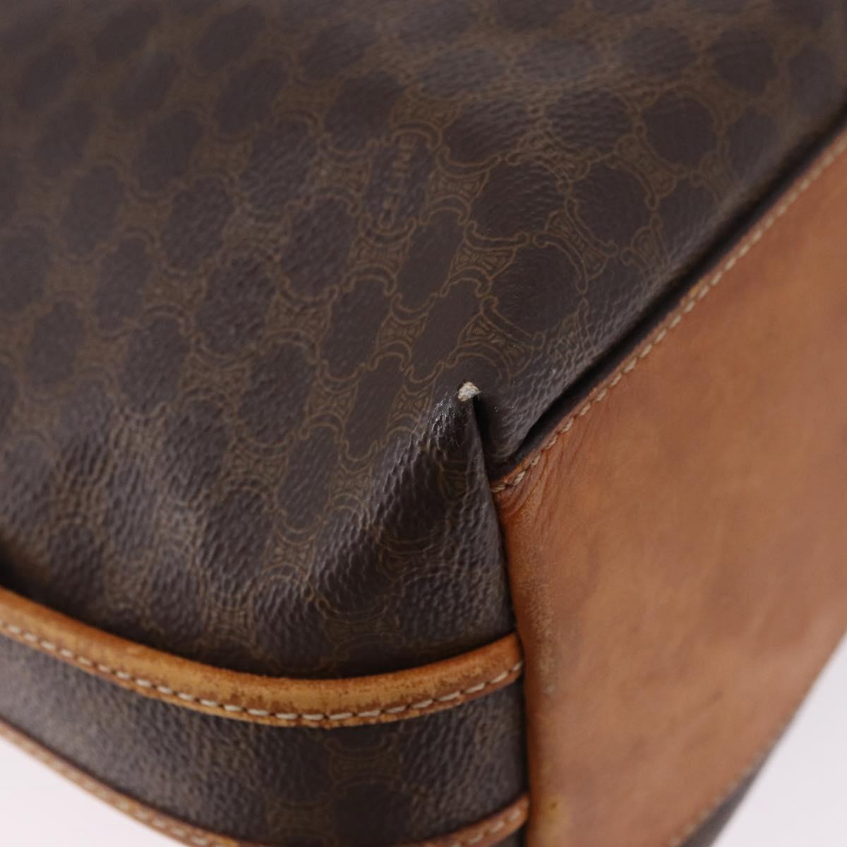 CELINE Macadam Canvas Shoulder Bag PVC Leather Brown Gold Auth 193107