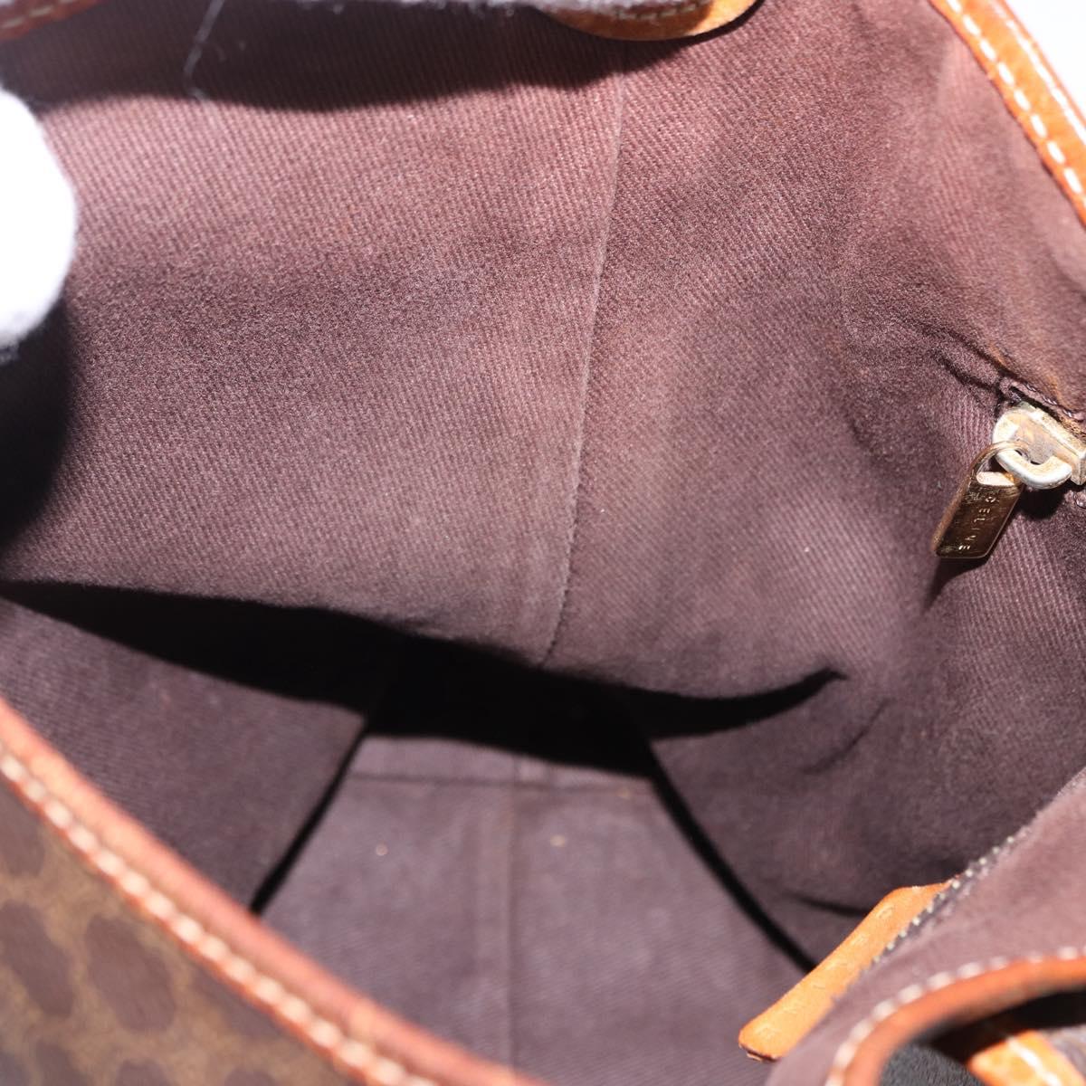 CELINE Macadam Canvas Shoulder Bag PVC Leather Brown Gold Auth 193107