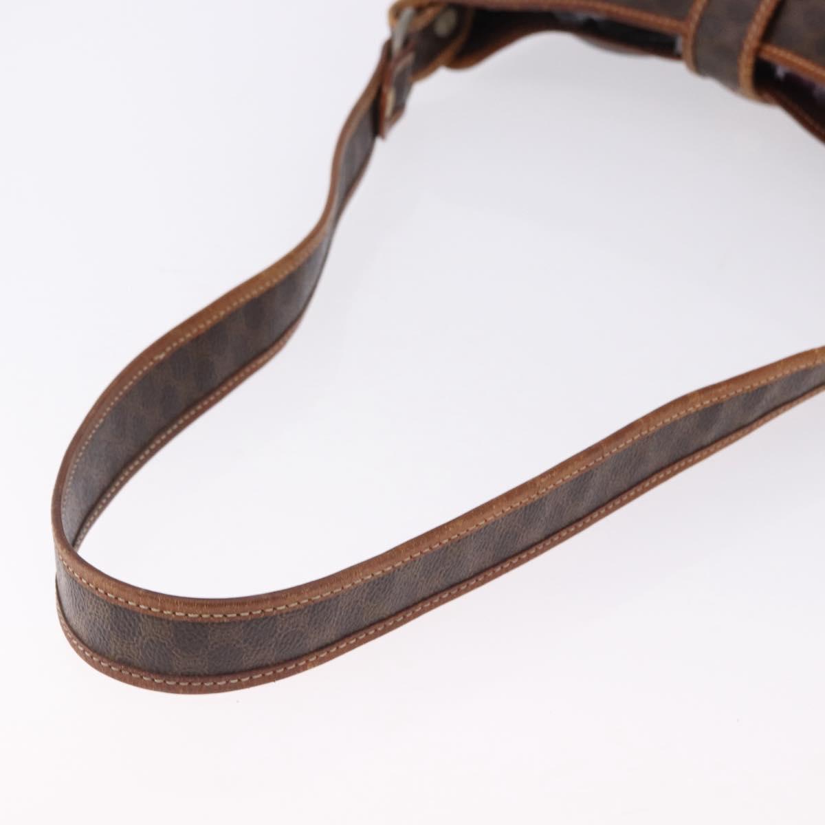 CELINE Macadam Canvas Shoulder Bag PVC Leather Brown Gold Auth 193107