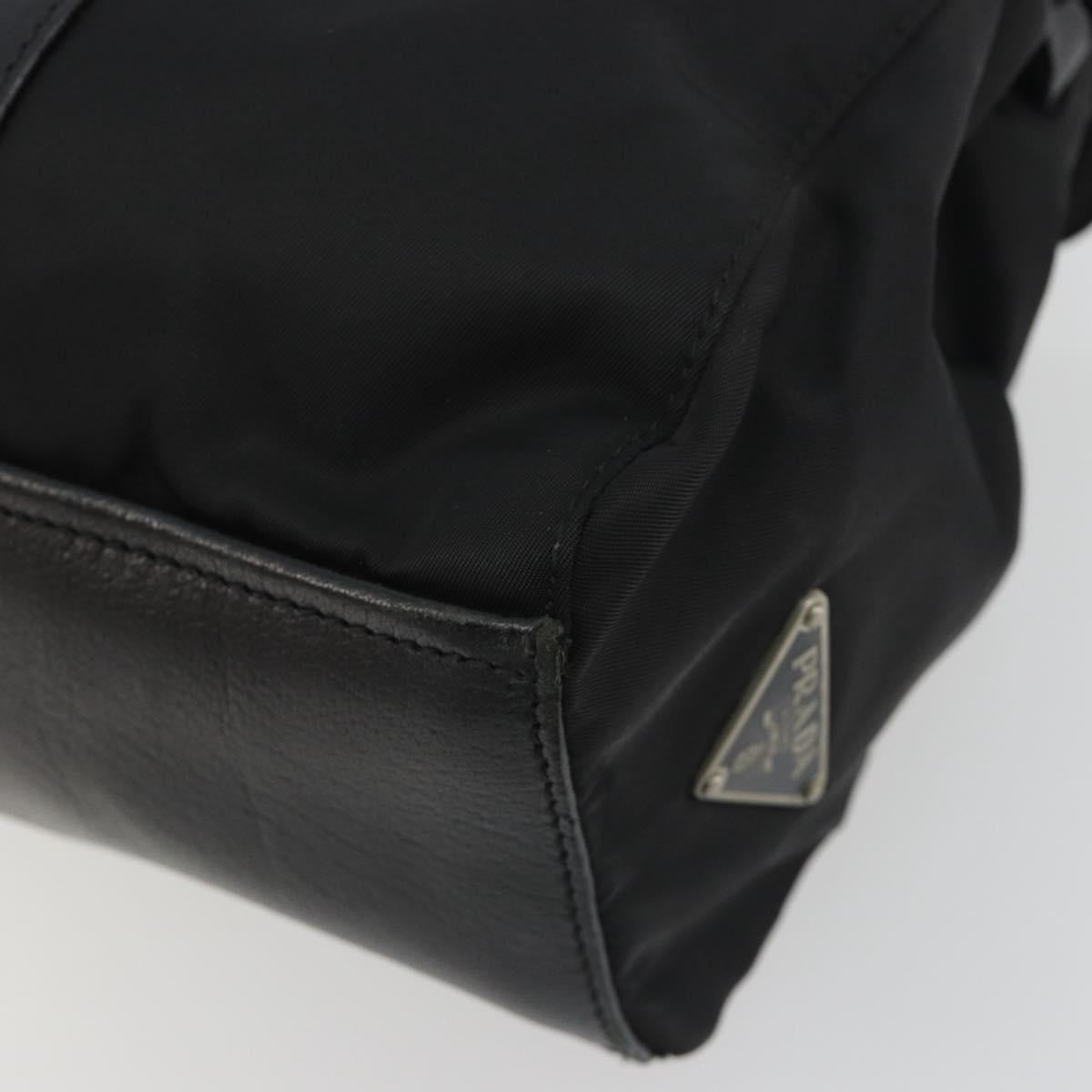 PRADA Shoulder Bag Nylon Black Silver Auth 193108V