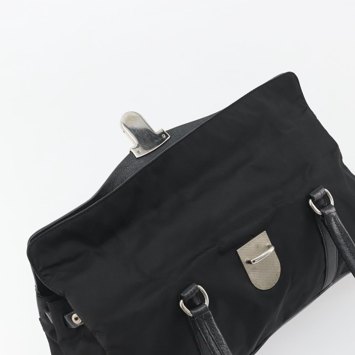 PRADA Shoulder Bag Nylon Black Silver Auth 193108V