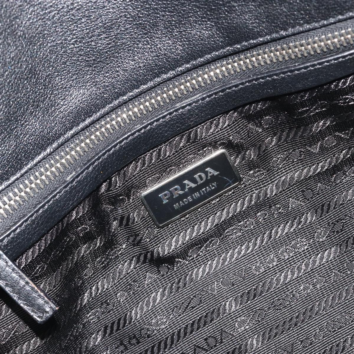 PRADA Shoulder Bag Nylon Black Silver Auth 193108V