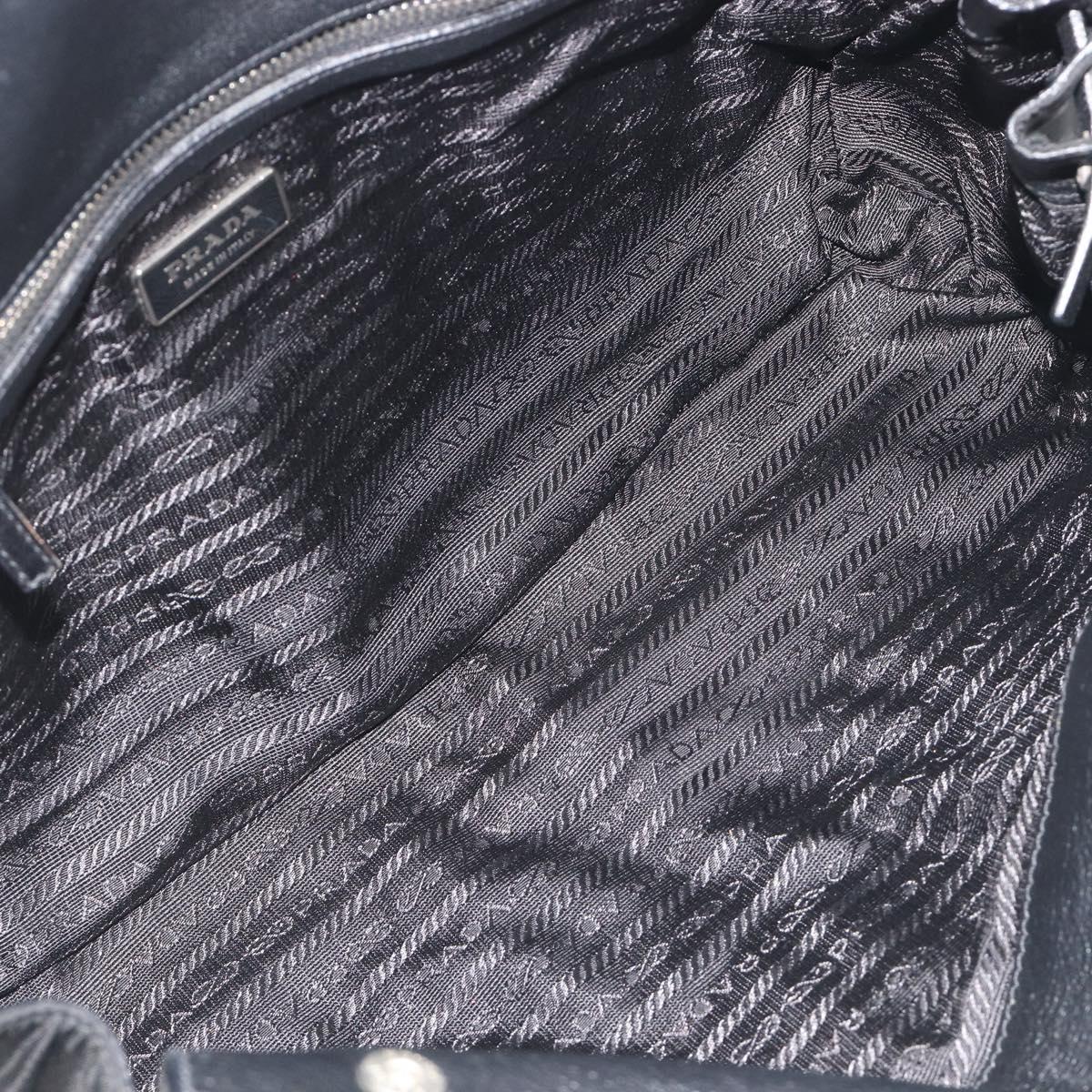 PRADA Shoulder Bag Nylon Black Silver Auth 193108V