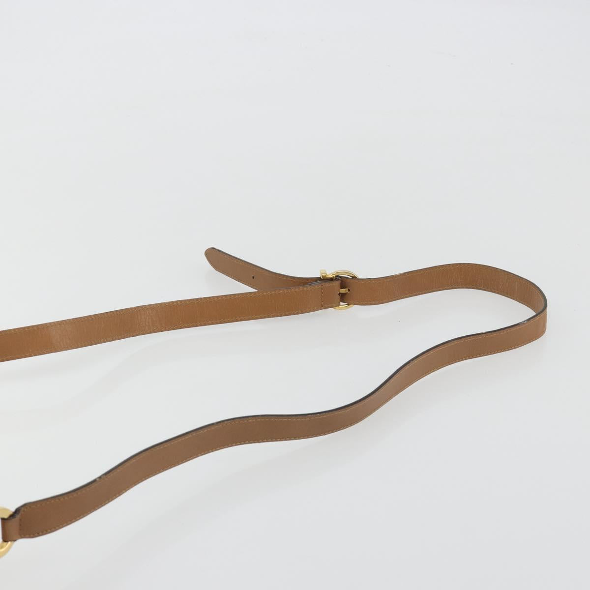 Salvatore Ferragamo Gancini Shoulder Bag Leather Brown Gold Auth 193110
