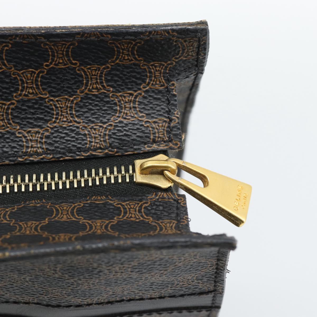 CELINE Macadam Canvas Tote Bag PVC Leather Black Gold Auth 193112