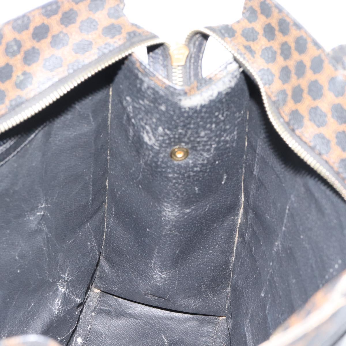CELINE Macadam Canvas Tote Bag PVC Leather Black Gold Auth 193112